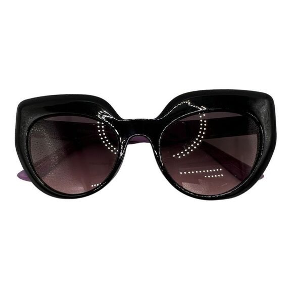 Plastic cat eye sunglasses black & purple frame - Picture 8 of 11